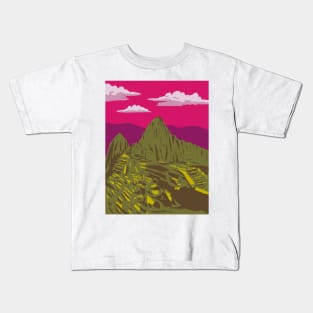 Machu Picchu Lost City of the Incas in Machupicchu District Peru WPA Art Deco Poster Kids T-Shirt